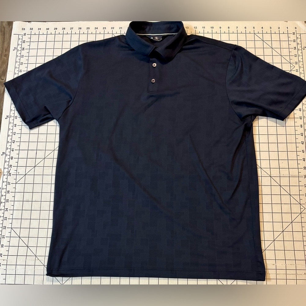 Hart Schaffner Marx Men’s Large Navy‎ Geometric Print Embossed Polo Shirt